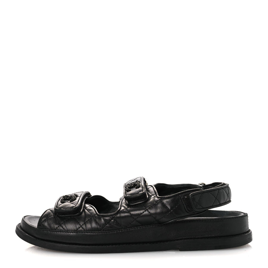 CHANEL DAD SANDALS LAMBSKIN SO BLACK