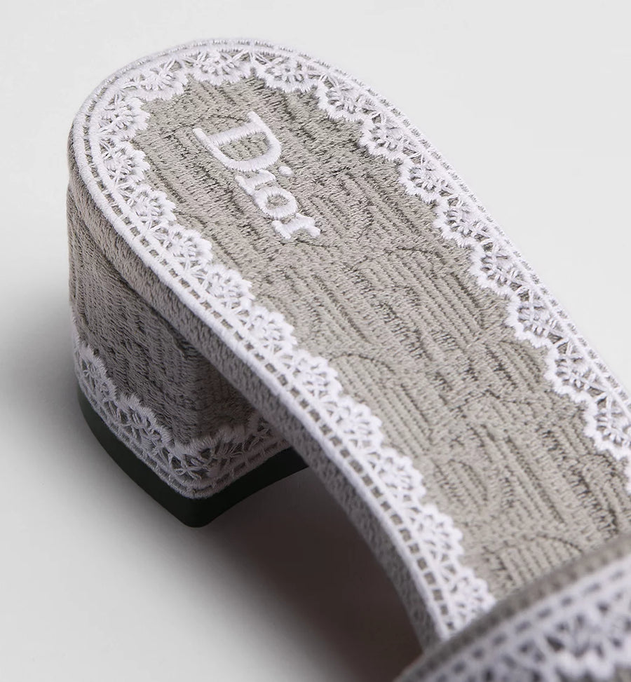 Dior Dentelle Heeled Slide Trianon Gray