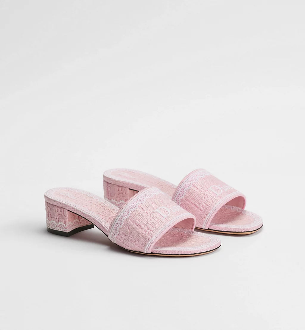 Dior Dentelle Heeled Slide Soupir Pink