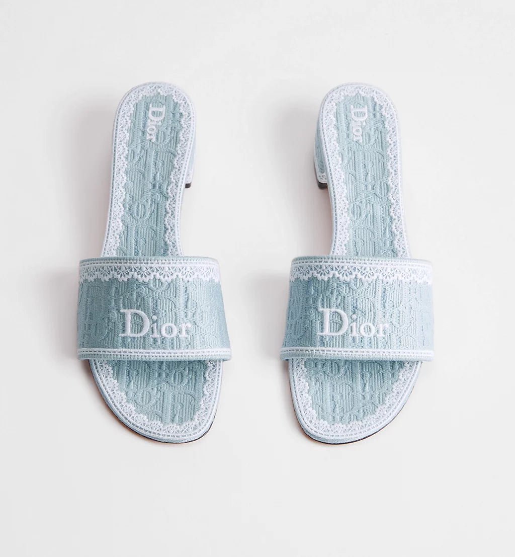 Dior Dentelle Heeled Slide Sky Blue