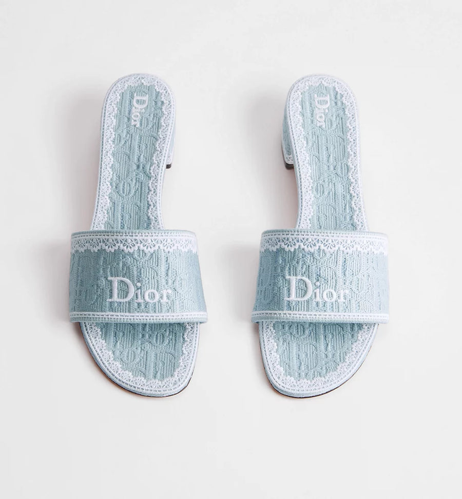 Dior Dentelle Heeled Slide Sky Blue