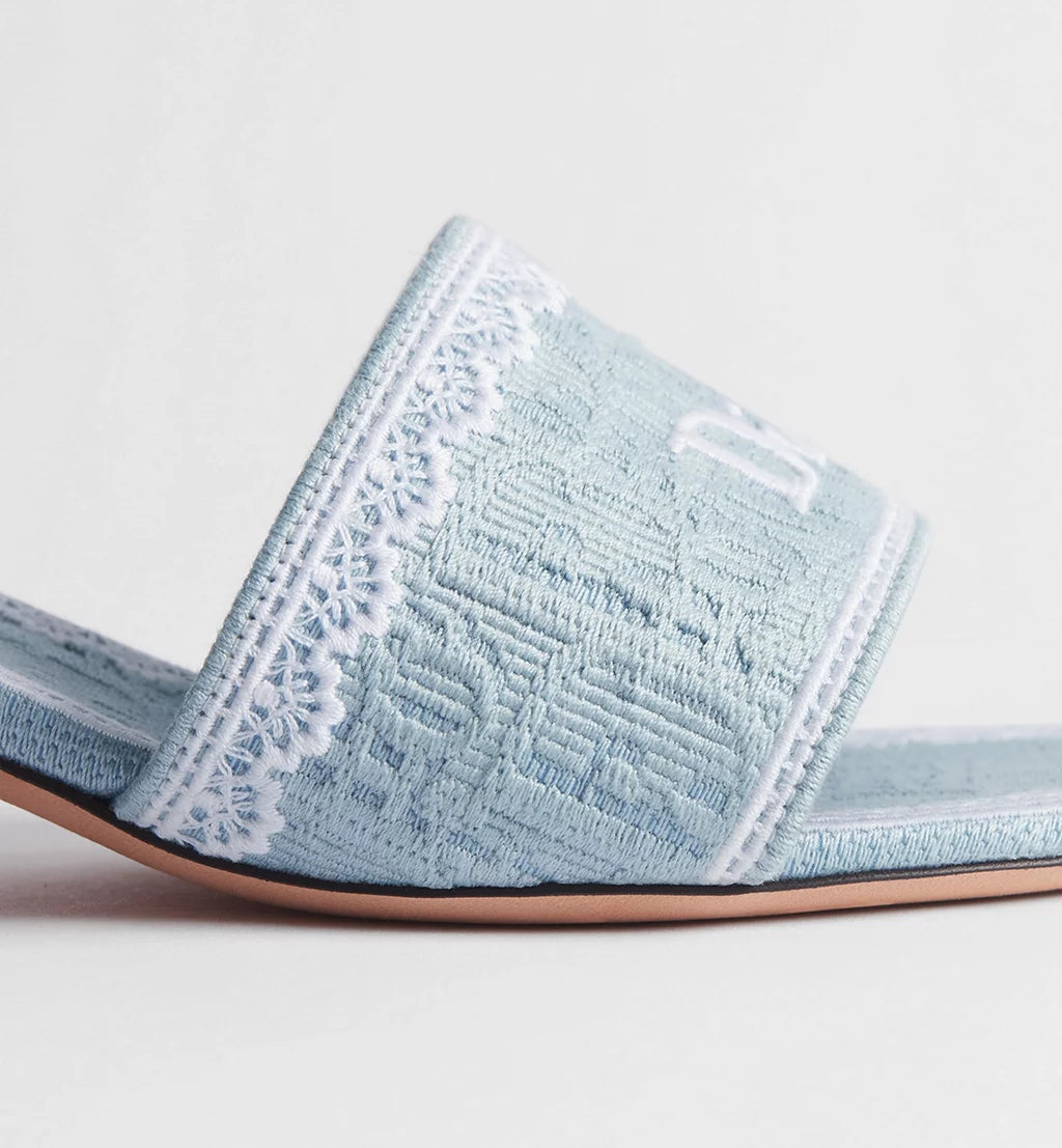 Dior Dentelle Heeled Slide Sky Blue