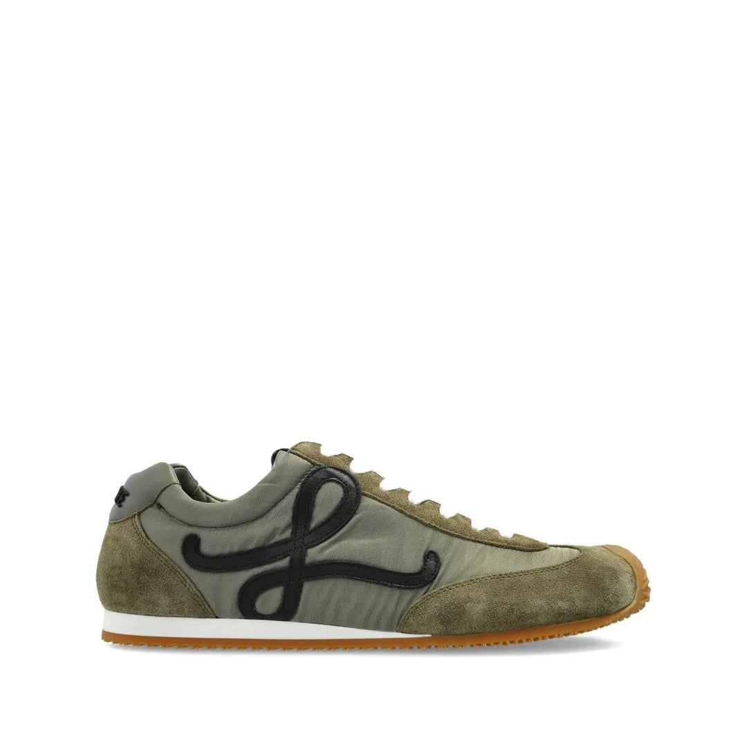LOEWE BALLET RUNNER . NYLON AND CALFSKIN SHERWOOD GREEN OLIVE & KHAKI GREEN