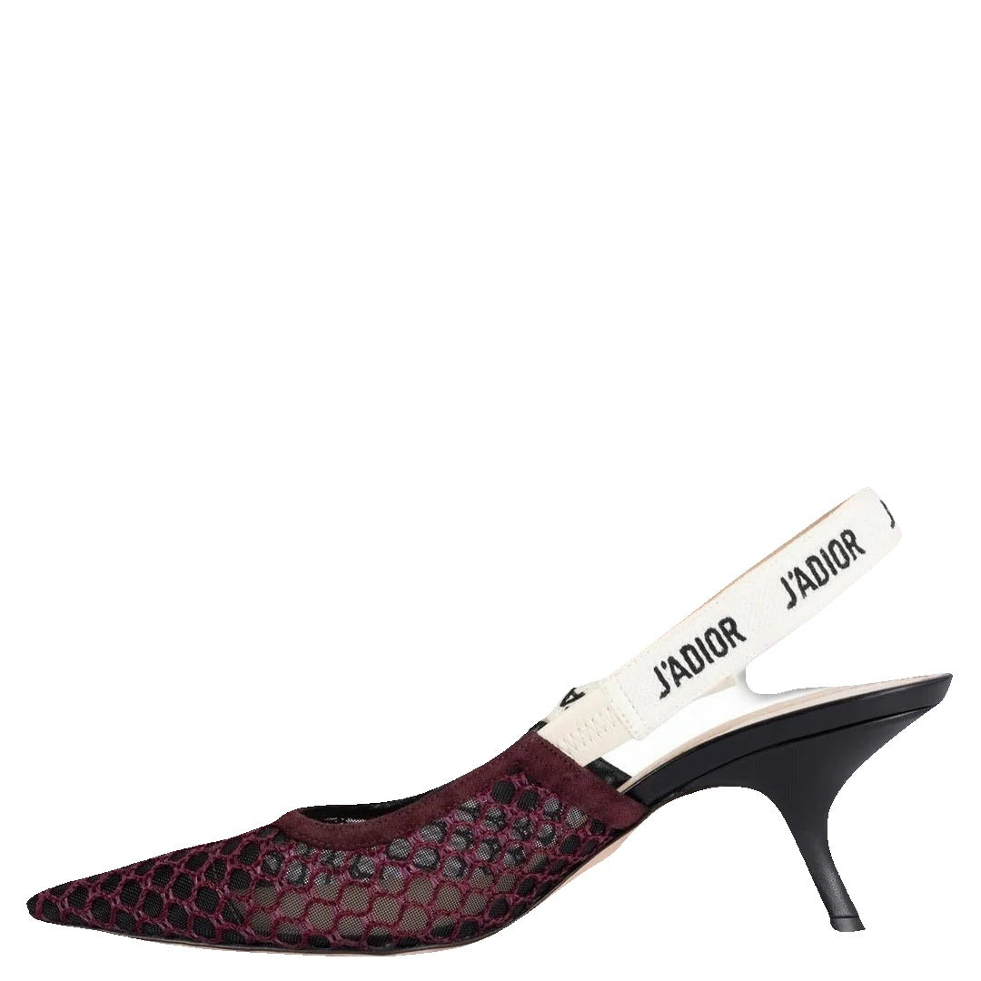 CHRISTIAN DIOR J'ADIOR SLINGBACK PUMPS SAISONS LILAC BURGUNDY MESH