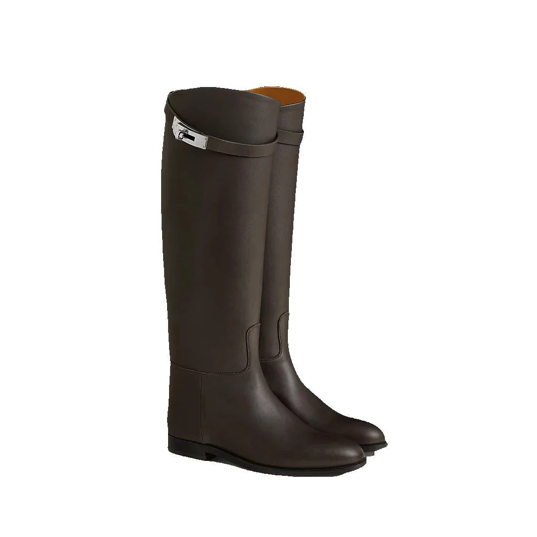 HERMÈS JUMPING SUPPLE BOOT BEIGE DARK BROWN