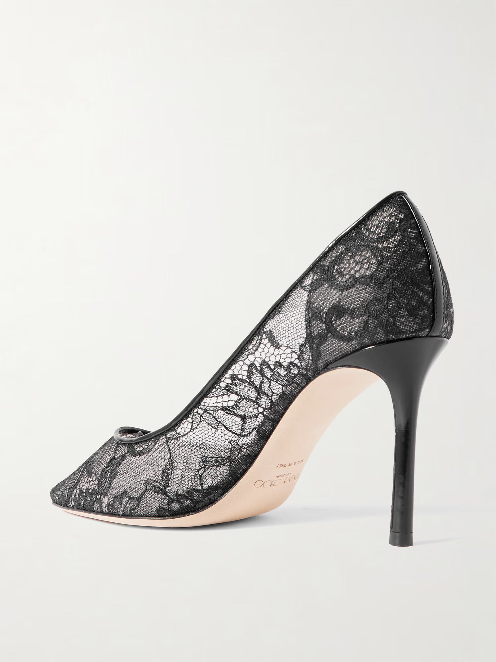 Jimmy Choo 85 Leather-Trimmed Lace Pumps