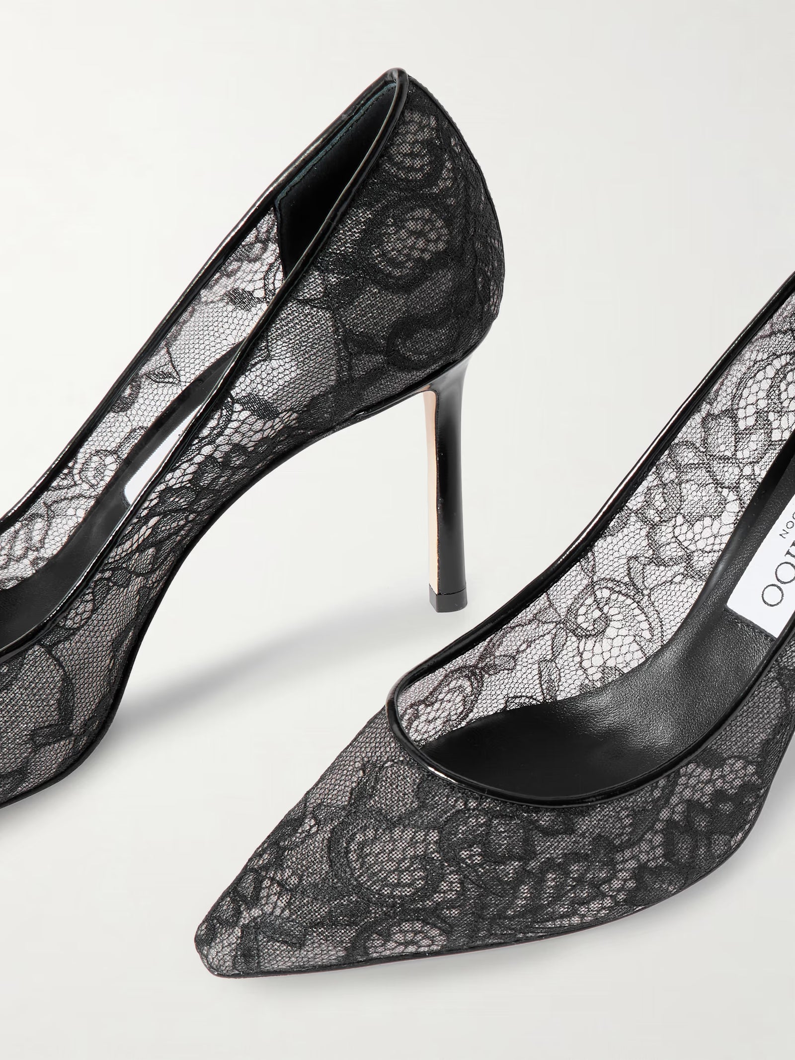 Jimmy Choo 85 Leather-Trimmed Lace Pumps