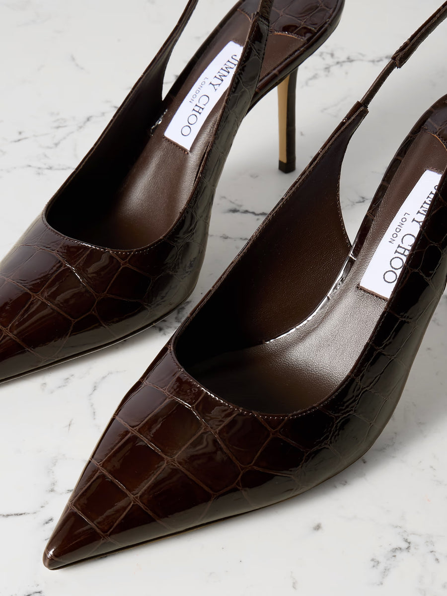 Jimmy Choo Love 85 Croc-Effect Leather Slingback Pumps