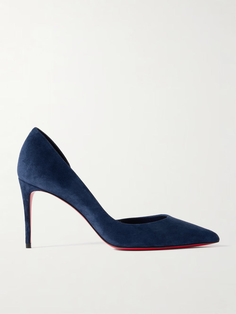 Christian Louboutin Iriza 85 Suede Pumps Navy