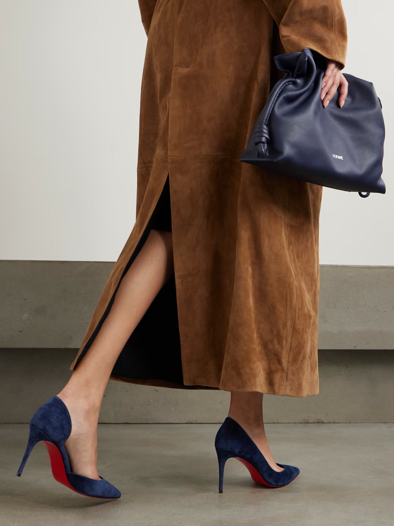 Christian Louboutin Iriza 85 Suede Pumps Navy
