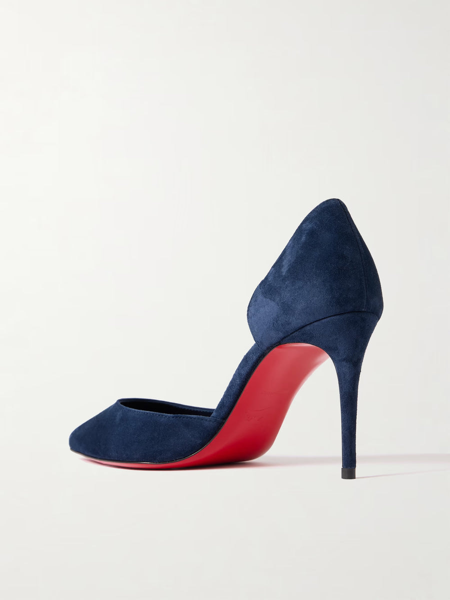 Christian Louboutin Iriza 85 Suede Pumps Navy