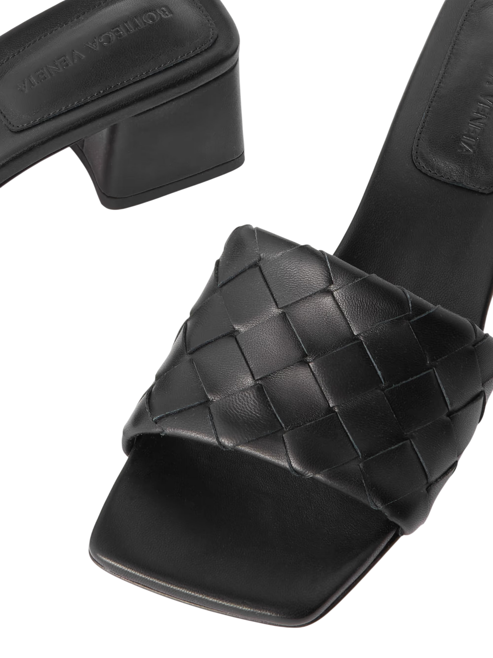 Bottega Veneta Riva Intrecciato Leather Mules Black