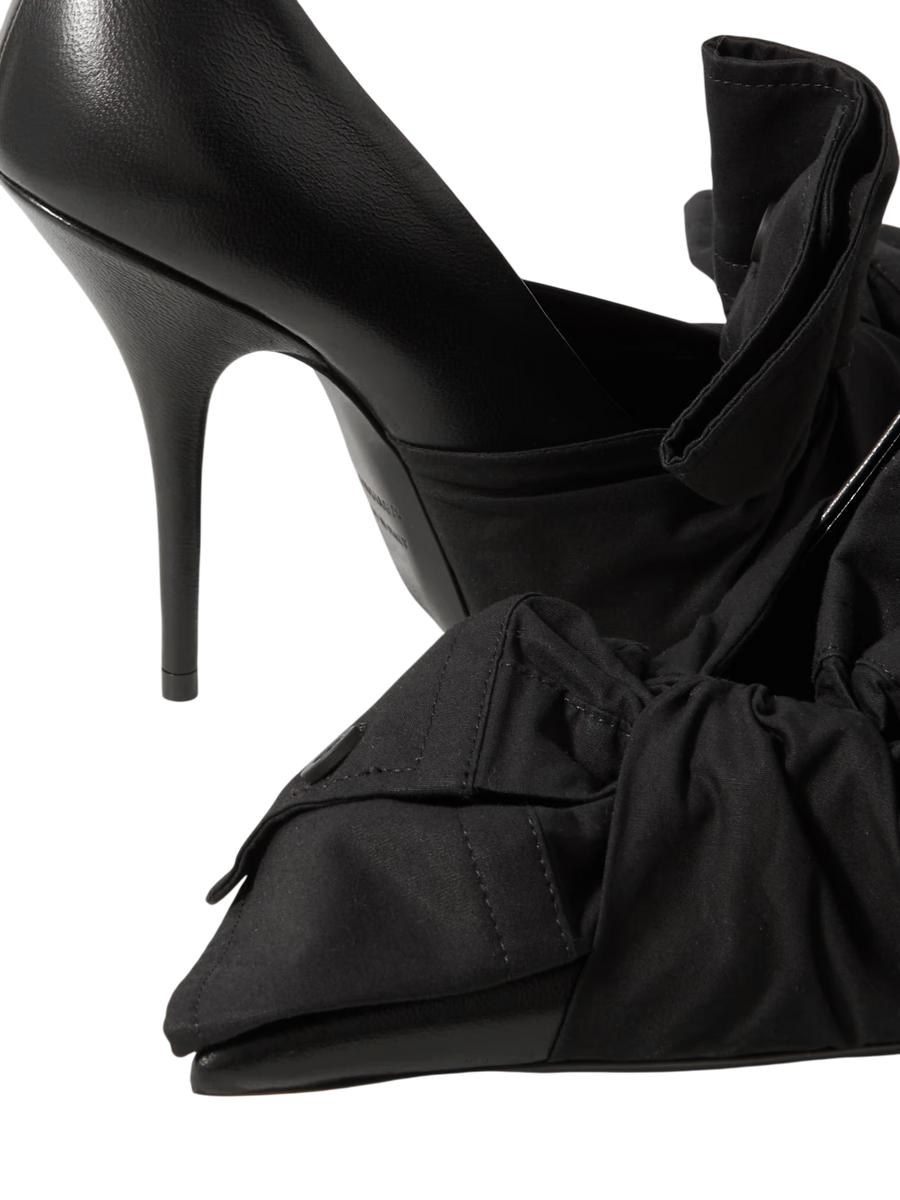 Balenciaga Poplin-Trimmed Leather Pumps