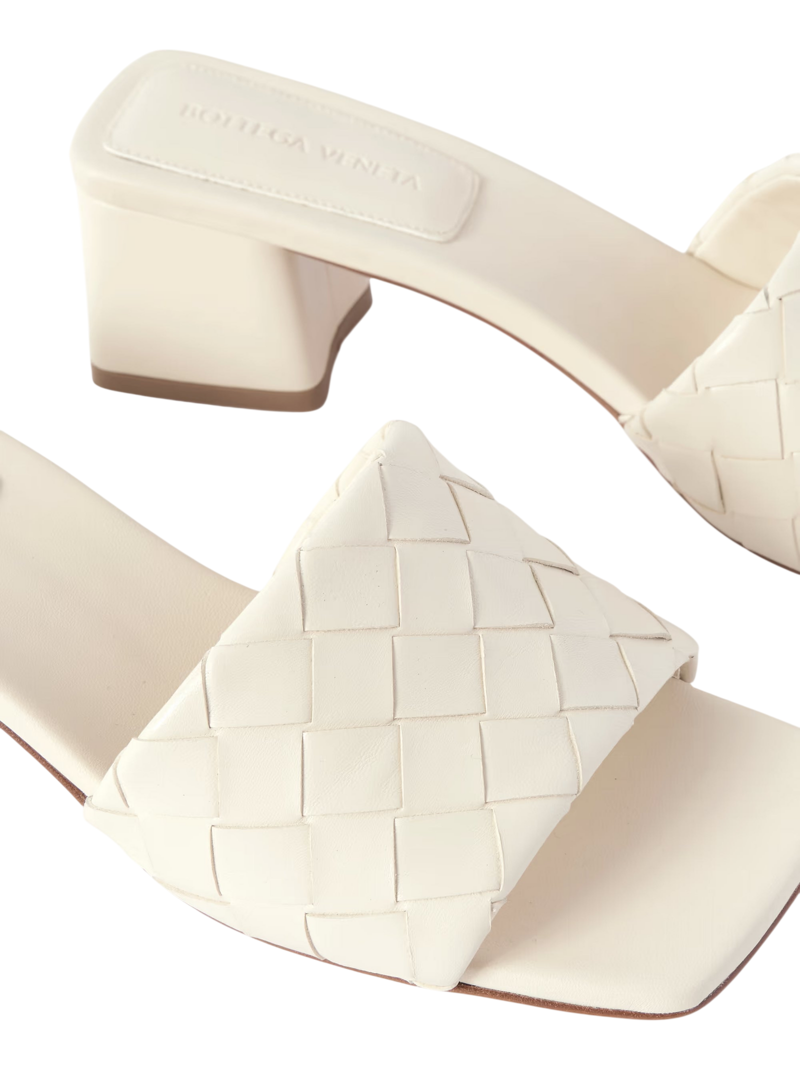 Bottega Veneta Riva Intrecciato Leather Mules Off White