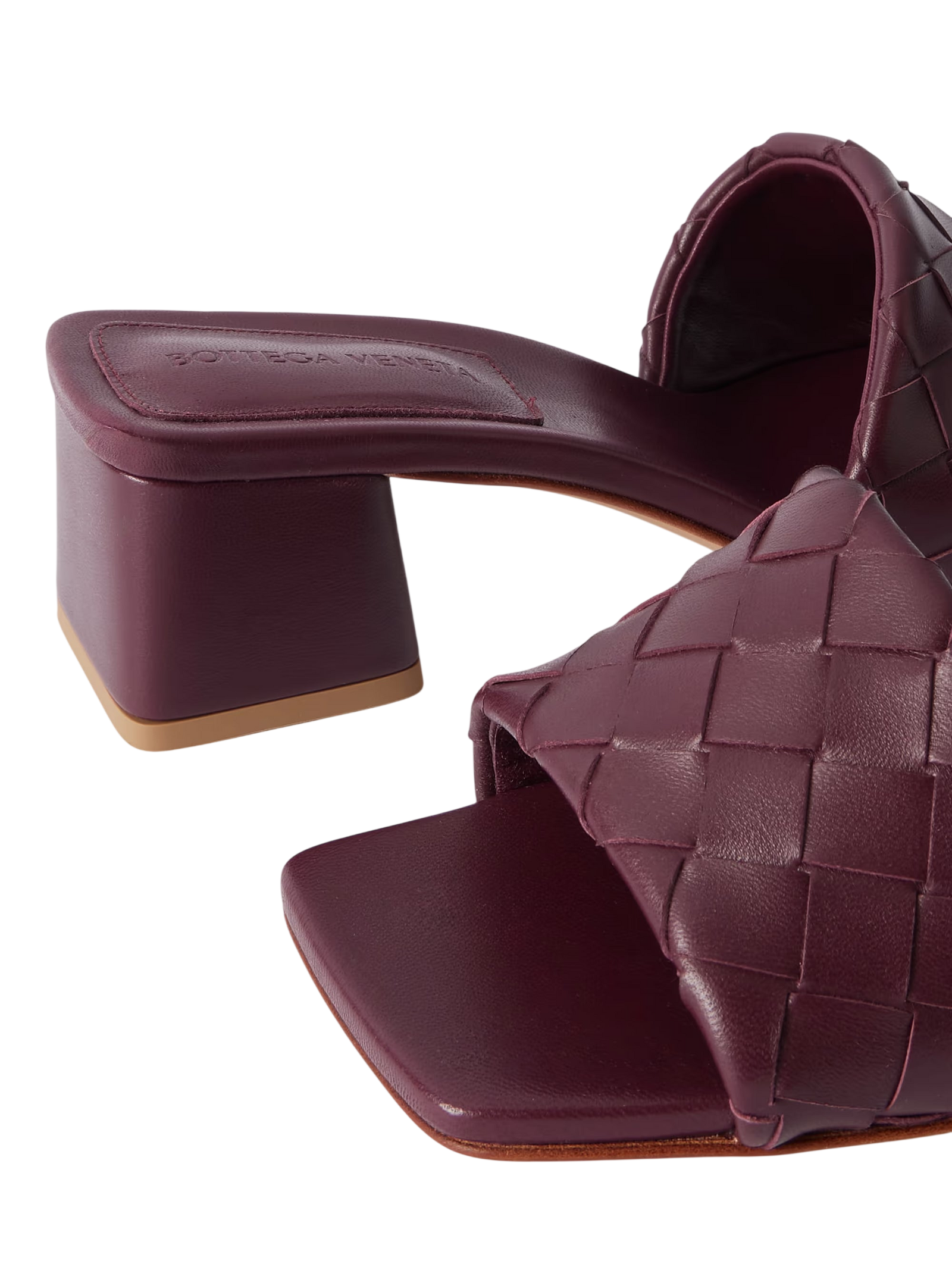 Bottega Veneta Riva Intrecciato Leather Mules Red