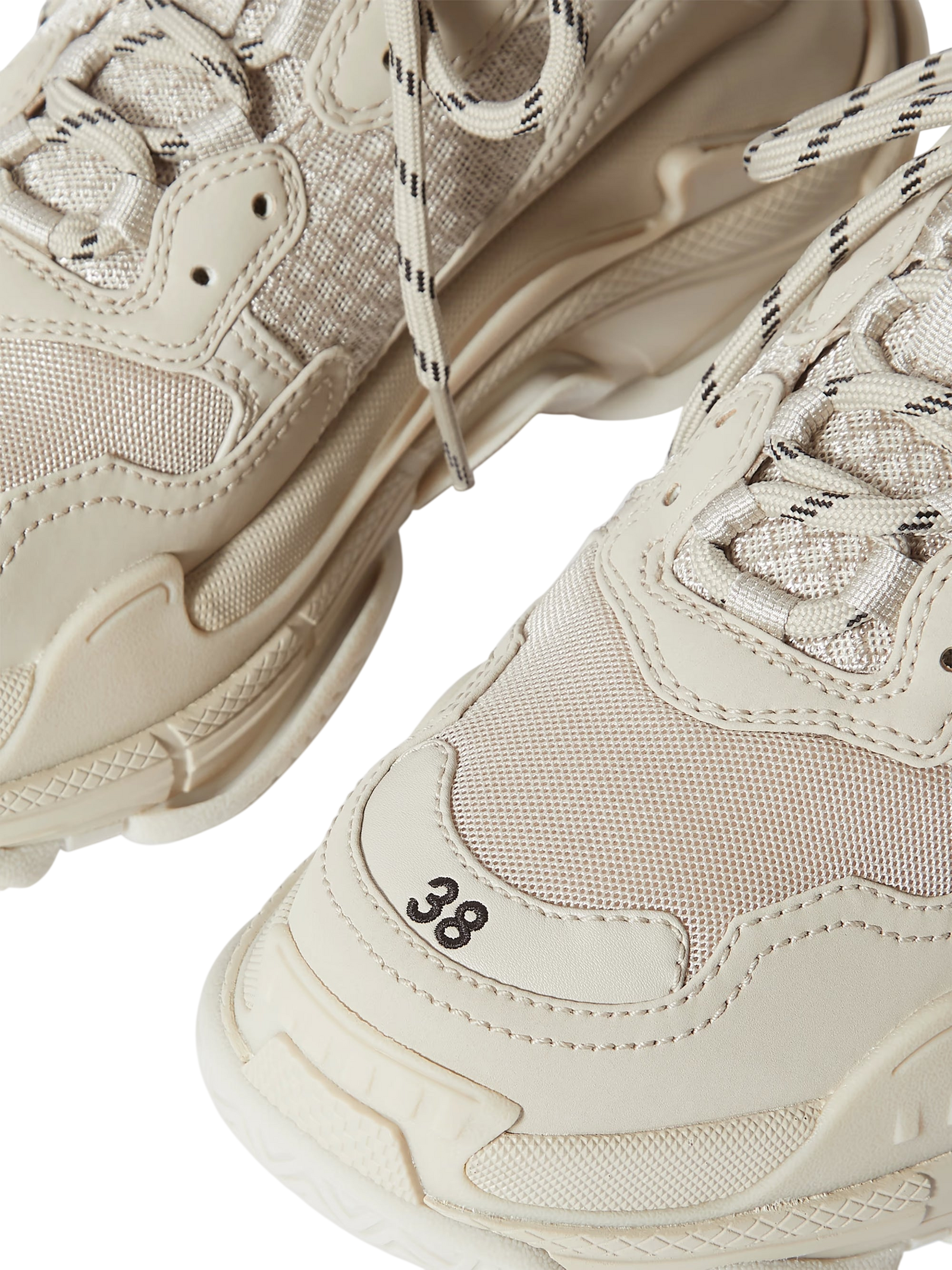 Balenciaga Triple S Logo-Embroided Leather, Nubuck and Mesh Sneakers