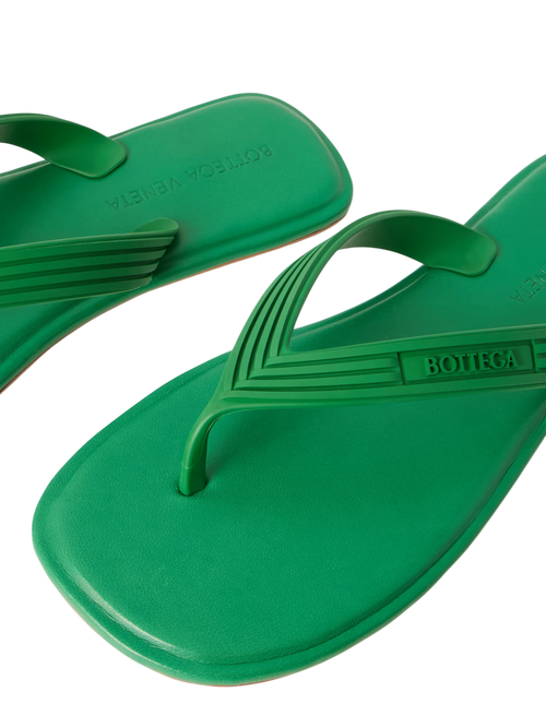 Bottega Veneta Sampieri Flat Thong Rubber Flip Flops Green