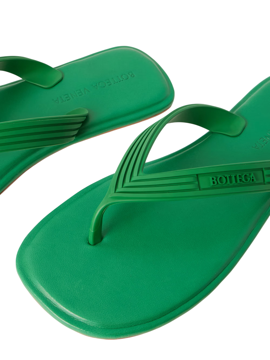 Bottega Veneta Sampieri Flat Thong Rubber Flip Flops Green