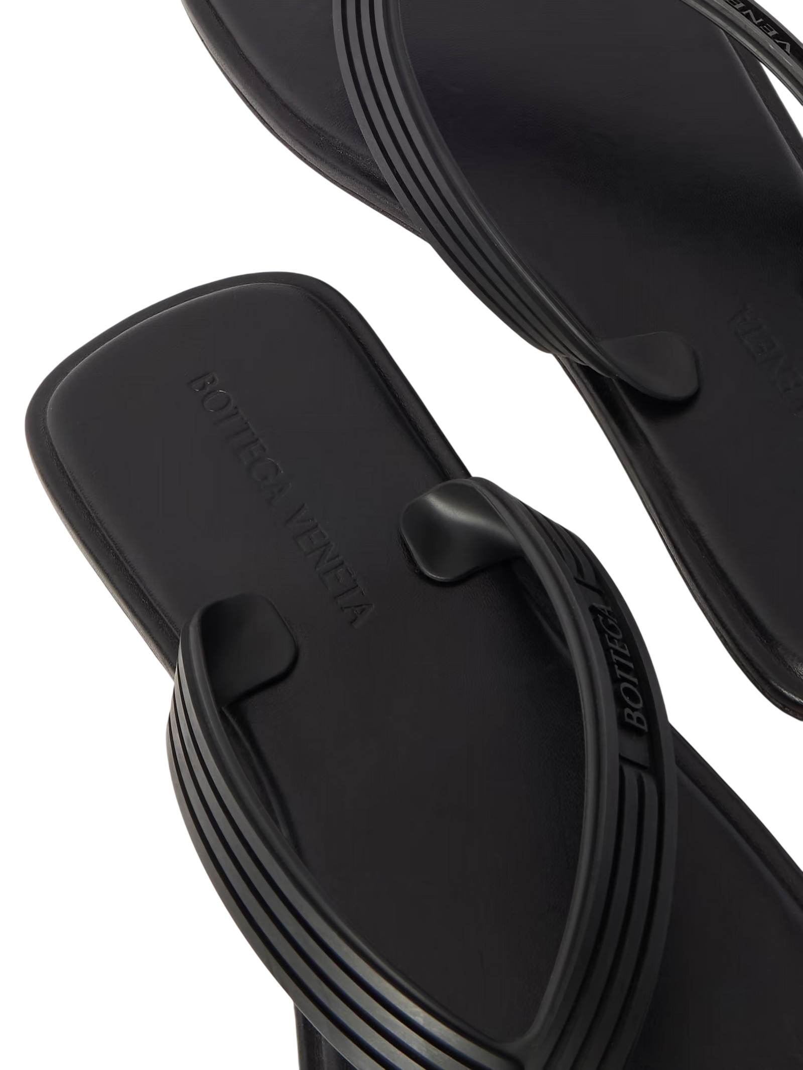 Bottega Veneta Sampieri Flat Thong Rubber Flip Flops Black
