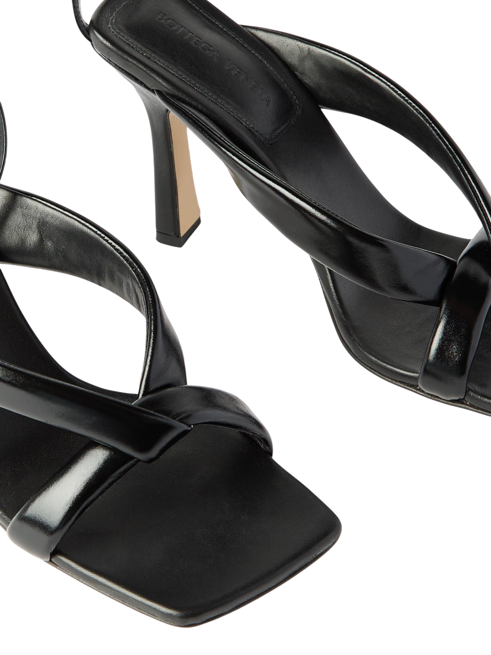 Bottega Veneta Riva Padded Glossed-leather Sandals Black