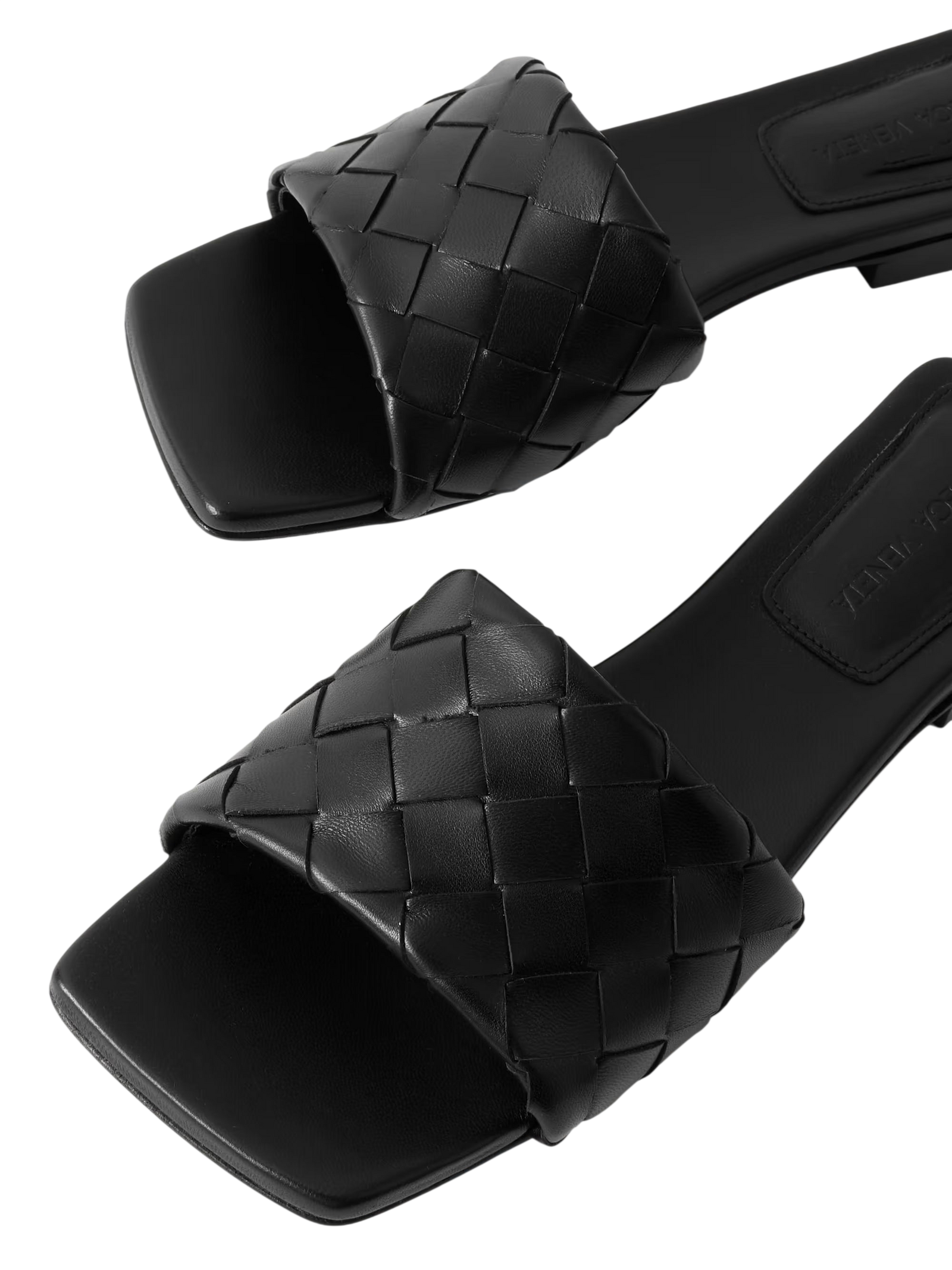 Bottega Veneta Riva Intrecciato Leather Slides Black