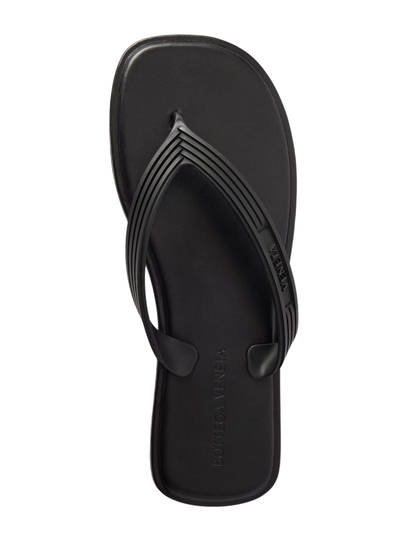 Bottega Veneta Sampieri Flat Thong Rubber Flip Flops Black
