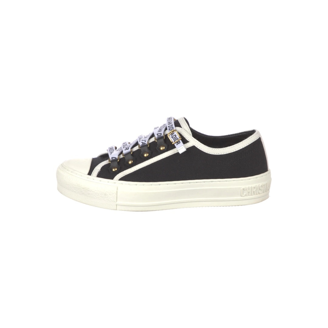 CHRISTIAN DIOR WALK'N'DIOR LOW TOP SNEAKERS BLACK CANVAS BLACK