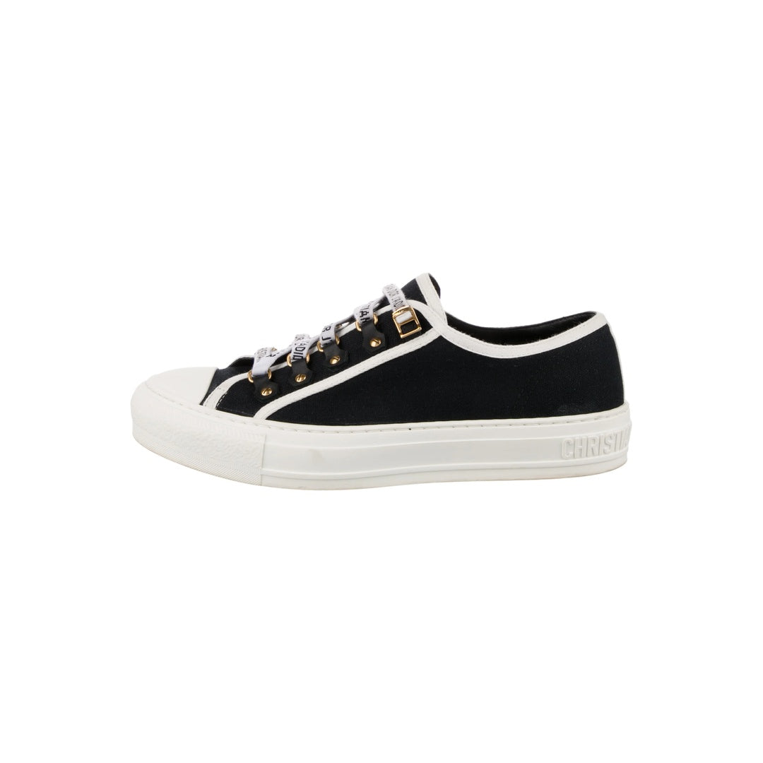 CHRISTIAN DIOR WALK'N'DIOR LOW TOP SNEAKERS BLACK CANVAS BLACK