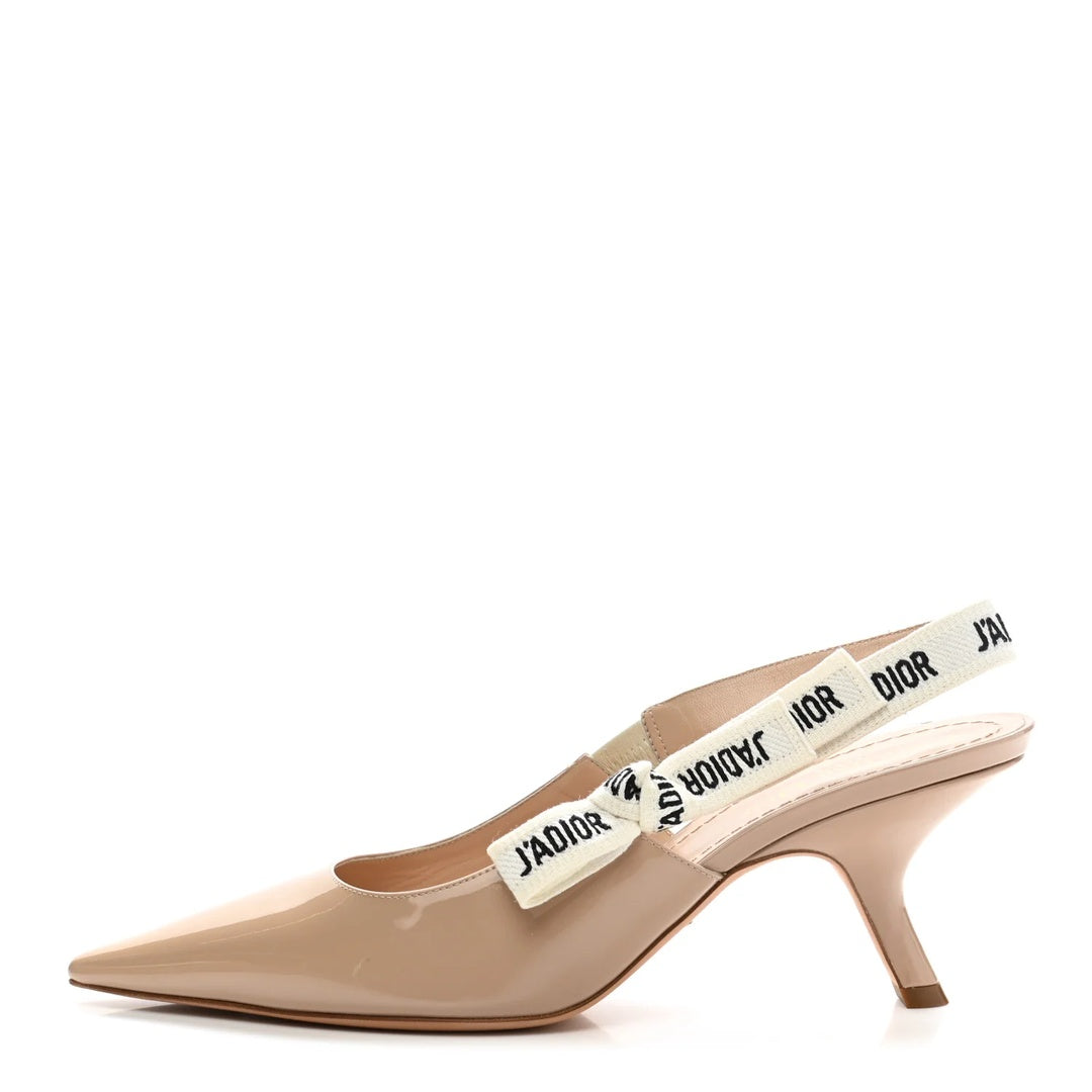 CHRISTIAN DIOR J'ADIOR SLINGBACK PUMP PATENT RIBBON NUDE