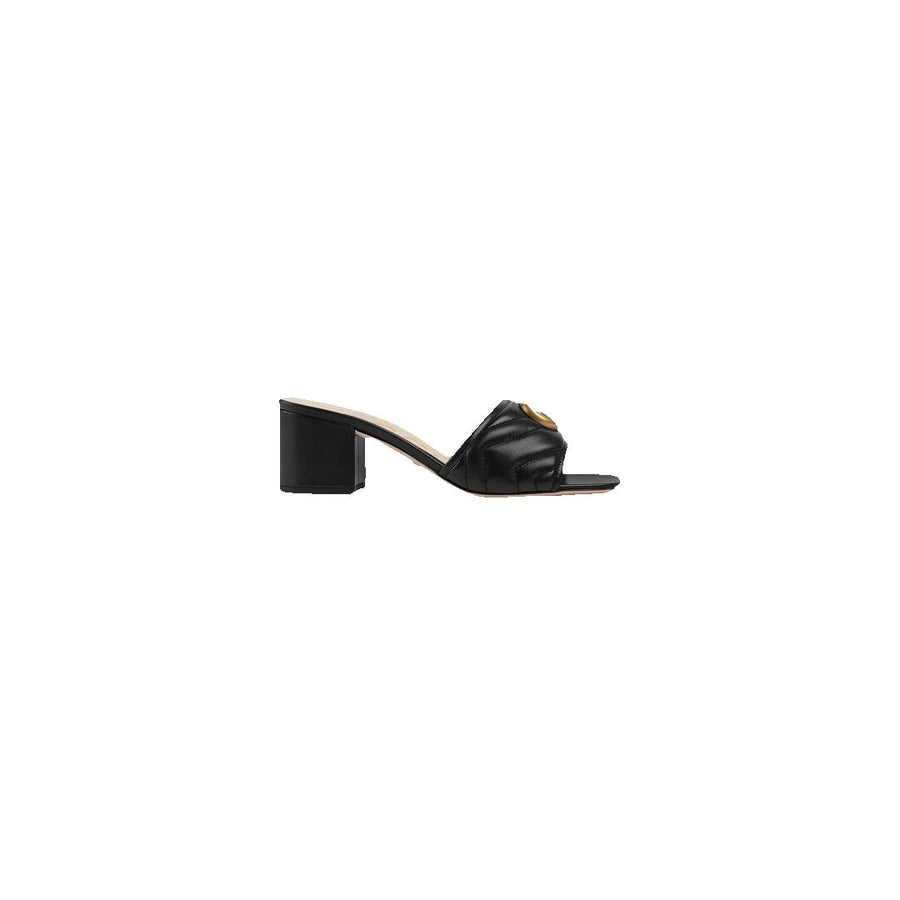 Gucci Slide Sandal With Double G, Leather Black