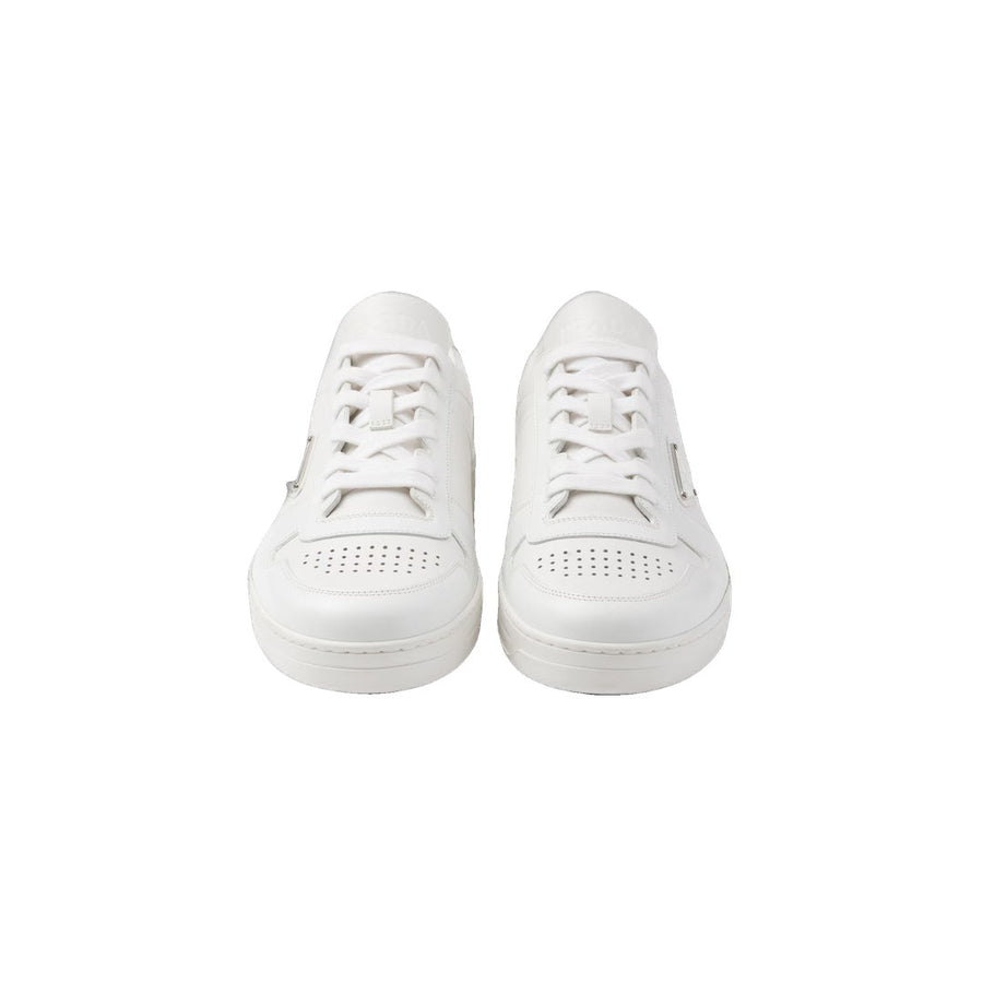 PRADA DOWNTOWN LEATHER SNEAKERS WHITE