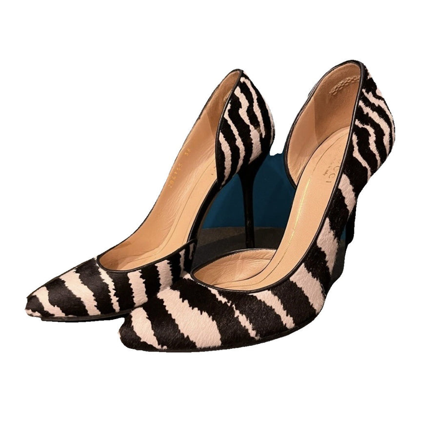 Gucci 'marmont' Zebra Print Pump Black