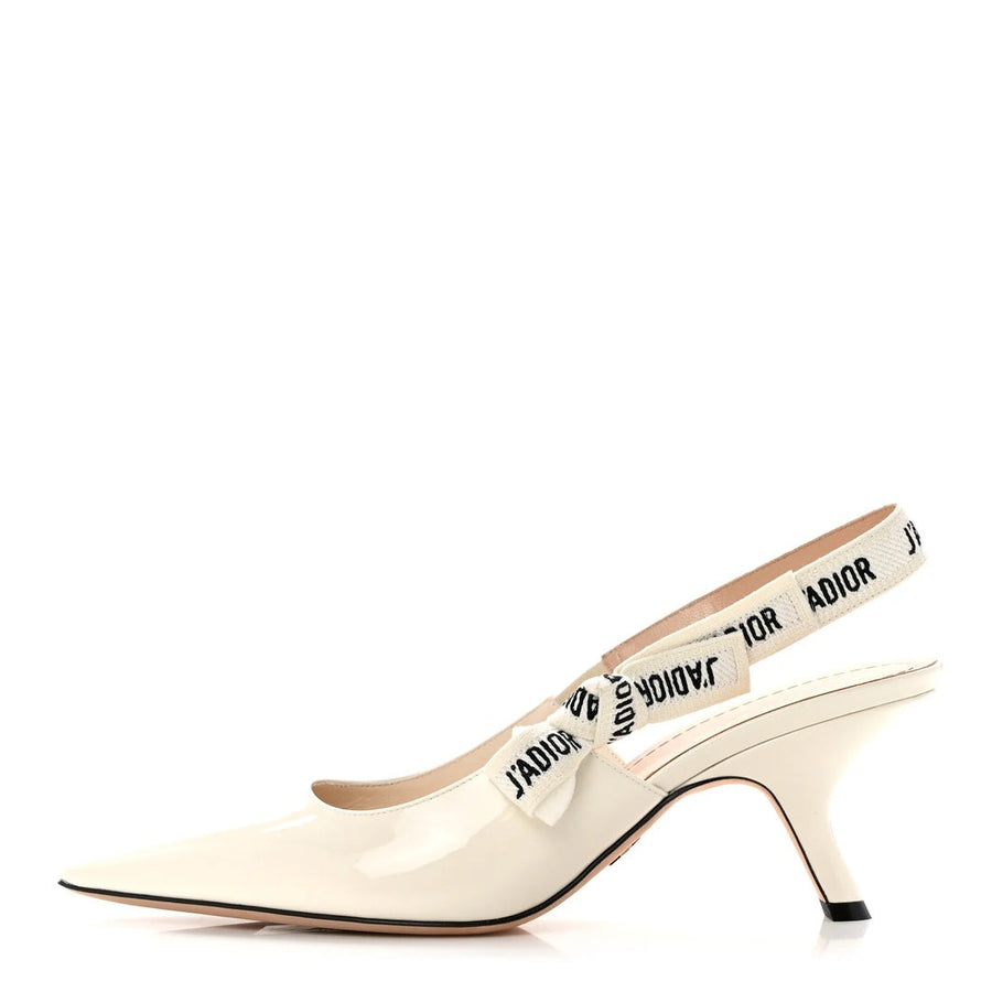 Christian Dior Patent Ribbon J'Adior Slingback 65Mm Pump Off White