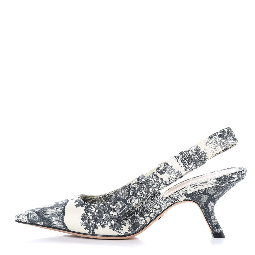 CHRISTIAN DIOR TOILE DE JOUY SWEET D SLINGBACK PUMP OFF WHITE