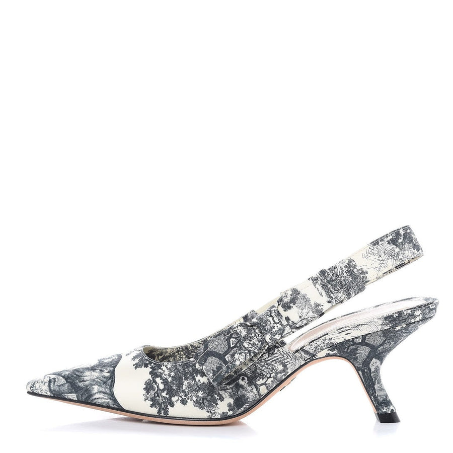 Christian Dior Toile de Jouy Sweet D Slingback Pump Off White