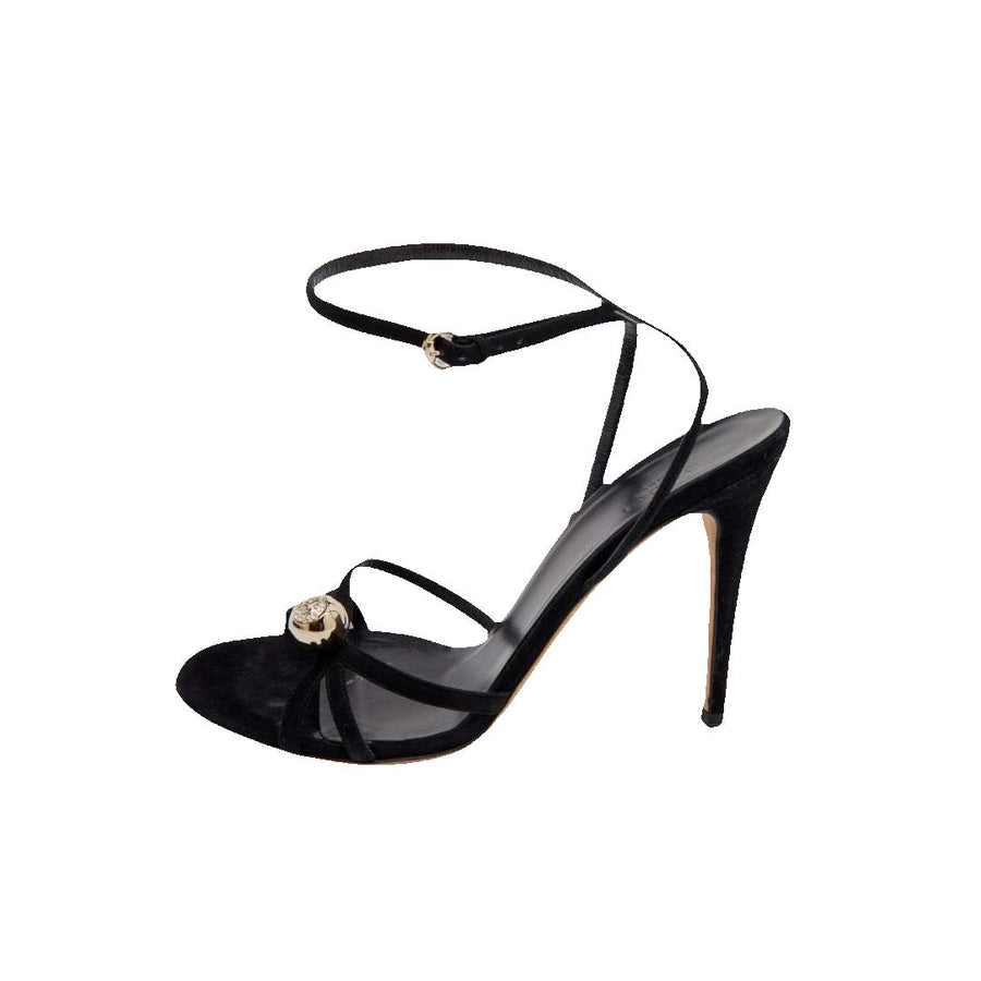 Gucci Strappy Crystal GG Heel Sandals Black