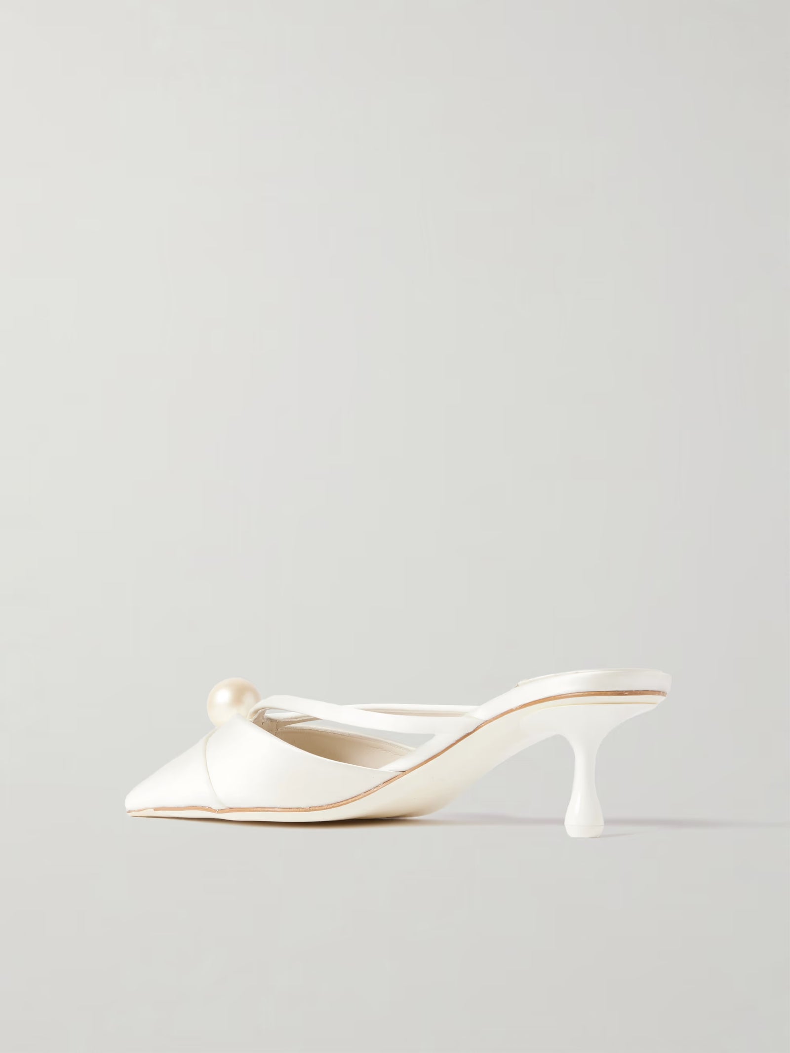 Jimmy Choo Sana 50 Faux Pearl-Embellished Satin Mules