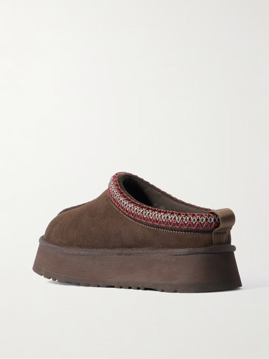 UGG Tazz Embroidered Shearling Platform Slippers