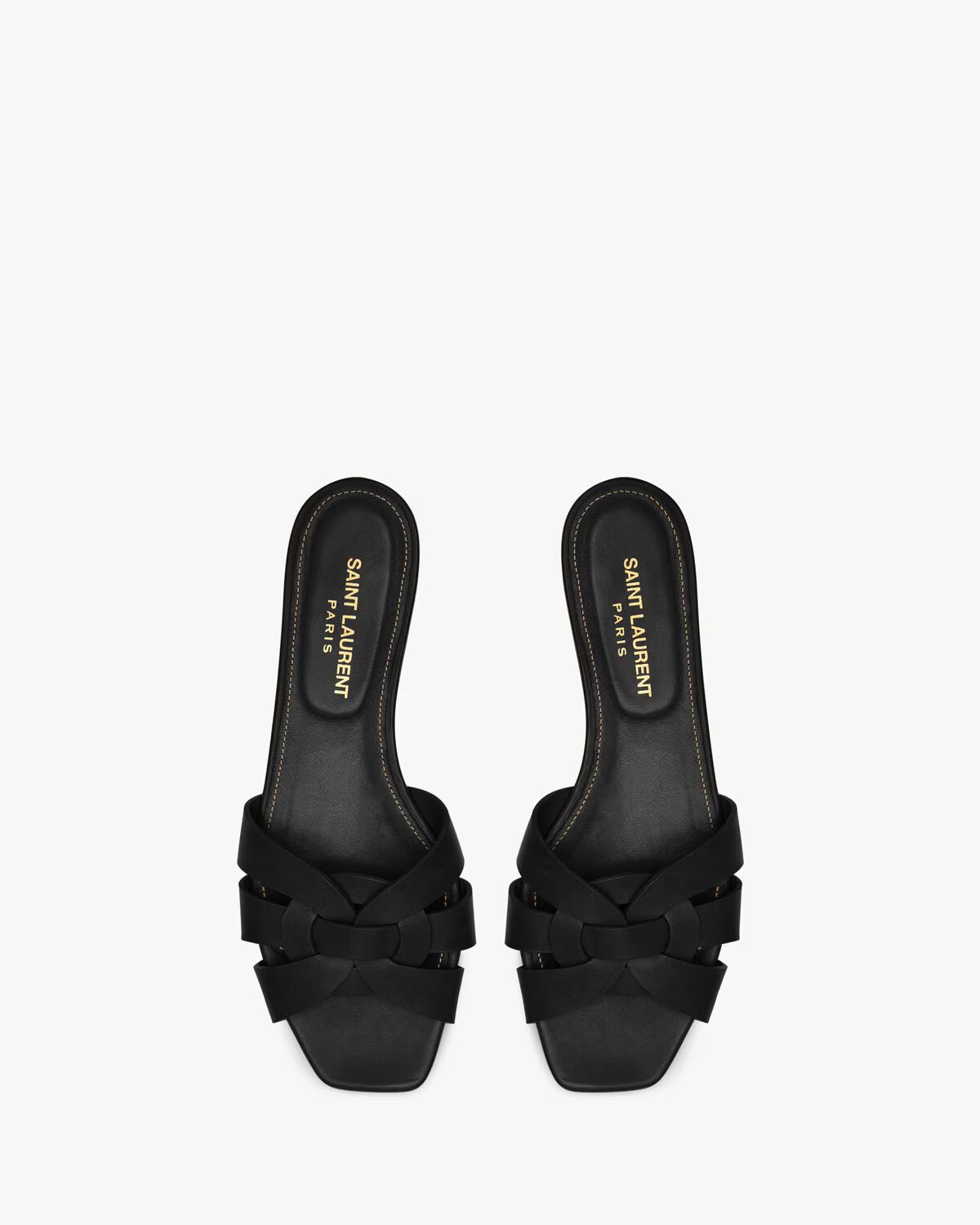 YSL Tribute Sandals in Smooth Leather Black